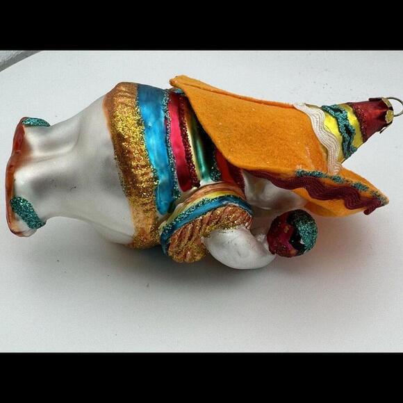 Snowman Hombre with Maracas Glass Ornament - Picture 3 of 4